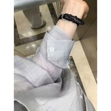 【佈小九】🍏有貨🍏 涼感冰絲高級灰防曬襯衫女夏季輕薄飄逸休閒遮肉百搭長袖襯衣外穿 落肩襯衫 襯衫