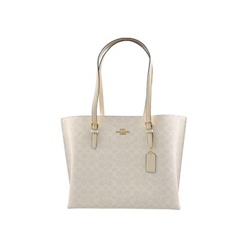 COACH MOLLIE 粉筆白 C LOGO PVC雙層大款肩背托特包