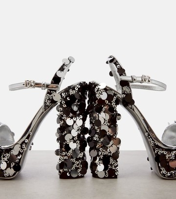 Dolce & Gabbana Sequined faux leather platform sandals