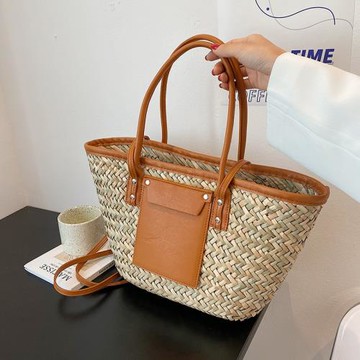 網紅大容量草編包包女2025新款潮時尚編織單肩包手提菜籃子托特包