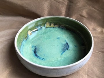湛青多層次色釉陶燒圓盤 陶瓷餐具 沙拉盆 爆米花碗 果盤 平盤 沙