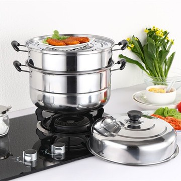 蒸籠 大蒸鍋不銹鋼2層三層加厚蒸籠3層蒸格湯鍋火鍋雙層煤氣電磁爐鍋具