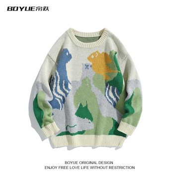 BOYUE帛躍森系小清新男潮秋冬季日系寬松針織衫青少年ins大碼胖子