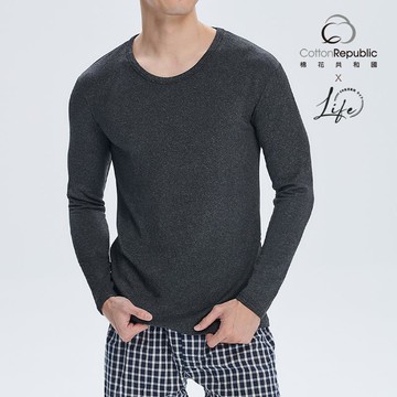 棉花共和國 CR 熾燒厚刷絨男圓領保暖衣