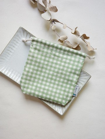 格子系列 綠 - 束口袋 束口包 | 海柏手作