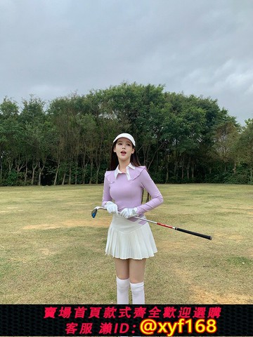 {保固一年 可打統編}Regolf時尚拼色運動2025春夏polo領長袖女高爾夫套裝包臀裙網球裙