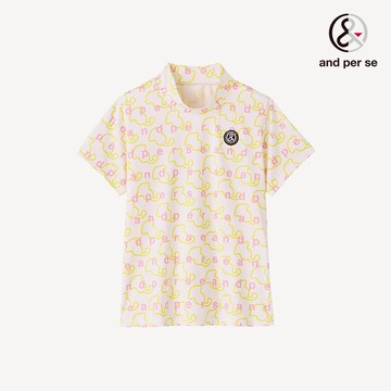 【and per se】女款淺黃色吸濕速乾UV防護輕盈舒適活力十足立領短袖棉衫 DLT205X3