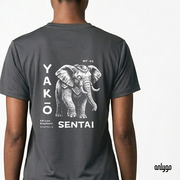 YAKŌ SENTAI 動物夜光戰隊抗UV舒適排汗T恤-非洲象款