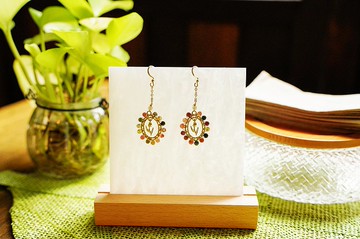 碧璽 金屬編織 耳環 || 可改耳針 耳夾