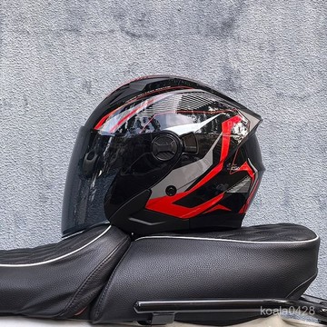 摩托車頭盔 安全帽 四分三安全帽雙鏡片頭盔 防曬防水通用帽 安全帽 可樂帽汽水帽 全罩半罩 雙鏡片揭麵式 四季通用可掀式