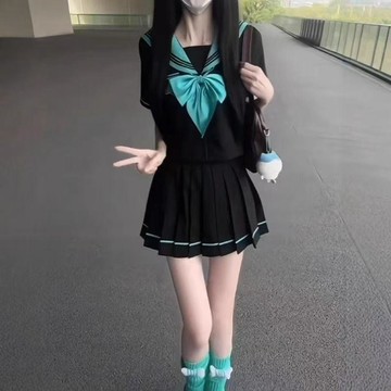 【台灣出貨】HK JK原創 日系校供 中間 JK制服 基礎學院 兩件 水手服 套裝 初音未來 cos服 制服 水手服