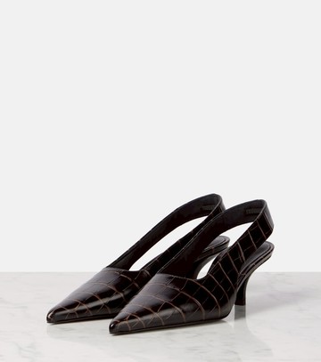 Toteme Croc-effect leather slingback pumps