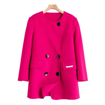 100高支綿羊毛【怡】冬季 帶墊肩顯高開叉雙面呢大衣YX082剪標