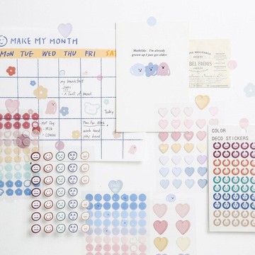 日系可愛少女心圓點手帳貼紙笑臉簡約ins風手賬素材包貼畫幼稚園水杯裝飾小圖案透明防水卡通一套鹽系封口貼