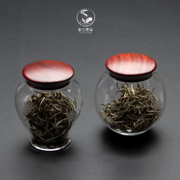如蘭雨茗 新款創意玻璃雕花耐高溫儲物罐茶葉罐竹蓋密封花茶罐