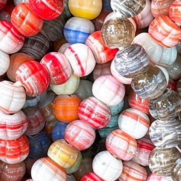 拾悦手作材料/多色可選/約15mm尼泊爾進口手作攪胎糖果琉璃胖瓜珠/串珠編繩/DIY半成品/台灣現貨出貨不用等待