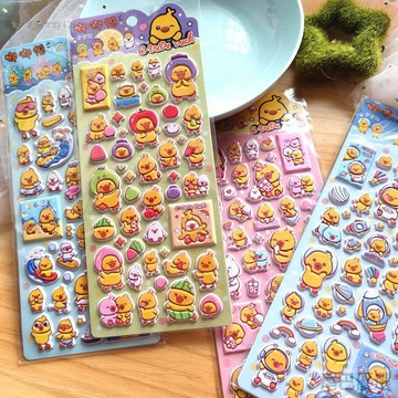 💖嚴選優品可愛嘟嘟鴨小黃鴨立體3D海綿貼紙兒童卡通玩具益智裝飾貼畫小粘貼