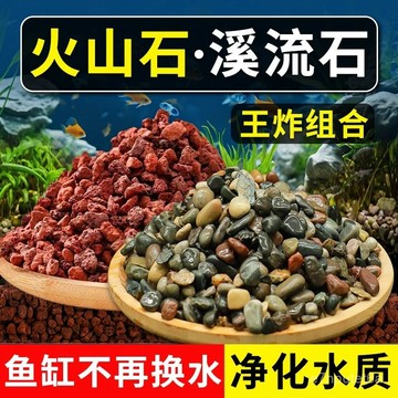 🔥優選好物🚀【官方正品】天然火山石溪流石魚缸造景裝飾專用底砂鋪底顆粒生態溪水水質植物 GU8D