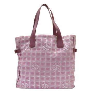 【二手名牌BRAND OFF】CHANEL 香奈兒 粉色帆布 皮革 New Travel Line 托特包 肩背包 無卡