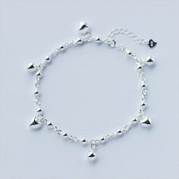 925純銀手鍊 手環-時尚愛心圓球造型七夕情人節禮物女飾品73dp79【獨家進口】【米蘭精品】