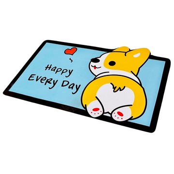 矽藻土軟地墊 Happy Every Day  加厚款120 x 40cm  柯基HAPPY 藍色  1個