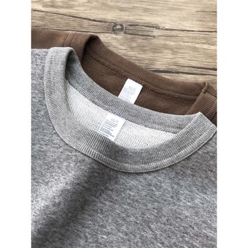 340g重磅咔嘰美式復古衛衣男毛圈灰色純色男士青年上衣滾領小領口