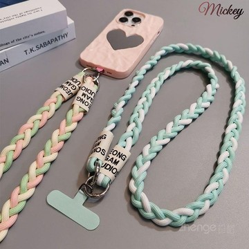 手機掛繩長款斜挎編織背帶男女時尚掛件結實耐用手機殼夾片式通用