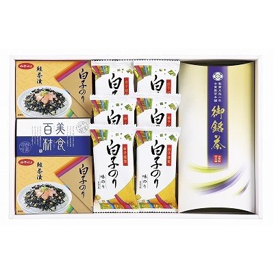 ギフトセット お返し セール お礼 美食百材 白子のり・お銘茶ギフト BH-35B 御祝 お歳暮 御歳暮 内祝い お供え 香典返し 快気祝い