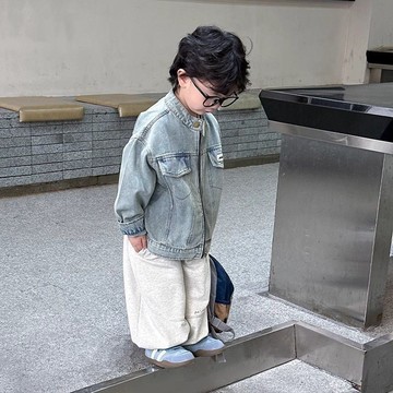 ATL 兒童外套 男童外套 兒童春秋外套 男童牛仔拉鏈外套 春秋款2025新款 帥氣兒童寶寶春裝寬松上衣 韓版潮