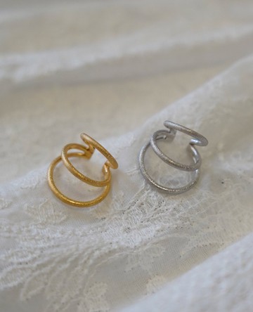 純銀鑽石噴砂三線條簡約疊戴款