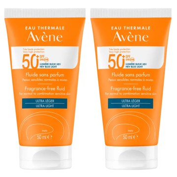 Avene雅漾超能輕感防曬液(無香)SPF50+50ml 買一送一組【德芳保健藥妝】