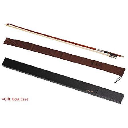 MI＆VI NEW Professional Pernambuco Wood Skin Carbon Fiber Violin Bow (Full Size 4) with FREE Bow Case| Ebony Frog| Well Balanced| Perfect Weight