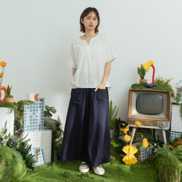 【MOSS CLUB】柔軟抗皺垂墜感舒適長寬褲 藍 黑 灰