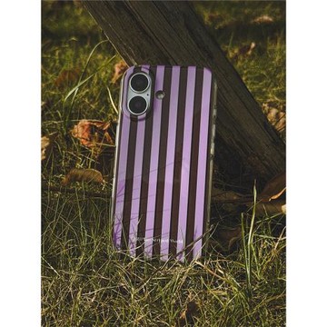 Unliplan 原創設計紫色條紋情侶款雙層手機殼適用于iphone16蘋果15promax新款小眾不撞款韓系ins防摔保護套