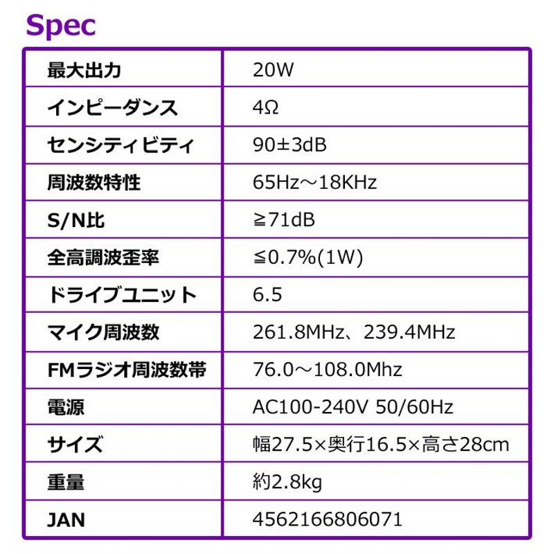 送料無料 CICONIAスピーカー専用 マイク 周波数 261.8MHz 239.4MHz