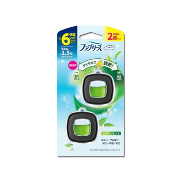 Febreze 日本空調出風口專用消臭香氛夾式空氣芳香劑-綠霧清香(綠色)2.4mlx2入/盒(車用擴香,室內香氛)