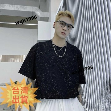 免運✨夏季衣服男 精品男装 韓版 上衣 短袖 上衣 男 水洗 t恤 潮男 衣服 精品 t恤 男 滿天星短袖T