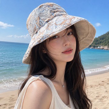 現貨防曬帽子 日系花朵遮陽帽·雙面戴法 抗UV 大帽簷·漁夫帽防曬帽·女生帽子