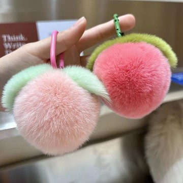 【mini水蜜桃】獺兔毛包包掛飾網紅ins毛絨球汽車鑰匙扣掛件女士
