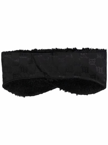 MISBHV - monogram-print contrast-trim headband - unisex - Acrylic/Polyamide/Polyester - M - Black