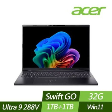 ACER 宏碁 SFG16-74-91FX 16吋效能筆電 (Ultra 9 288V/32G/1TB+1TB PCIe SSD/Win11/特仕版)