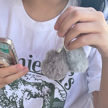 微型天藍色鑰匙圈(5X5cm)/手工皮草迷你娃娃禮物吊飾微型