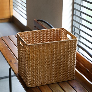 仿藤編收納筐手工編織盒儲物框草編籃子零食置物桌面雜物收納籃筐