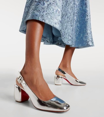 Christian Louboutin Minny 70 metallic leather slingback pumps