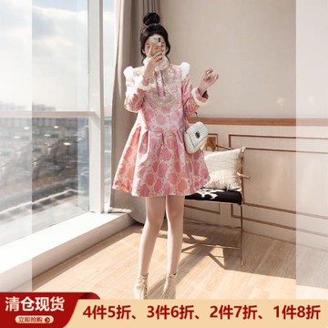 唐裝中國風女裝花棉襖2026新款新中式棉服拜年服粉色改良新年旗袍