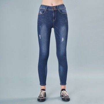 5th STREET｜-3KG系列｜女裝｜超彈高腰小直褲｜中古藍