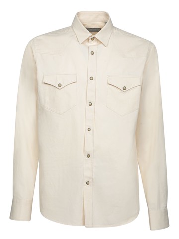 Canali Cream Denim Texan Shirt