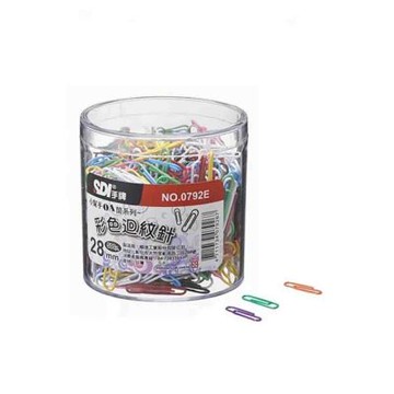 【SDI 手牌】28mm 彩色 迴紋針 塑膠盒  500支入 /筒 0792E