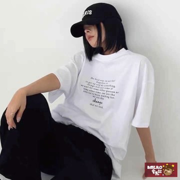 【AMERO】男裝 女裝 圓領 氣紡 T恤 英文字印花 寬鬆 落肩 情侶裝