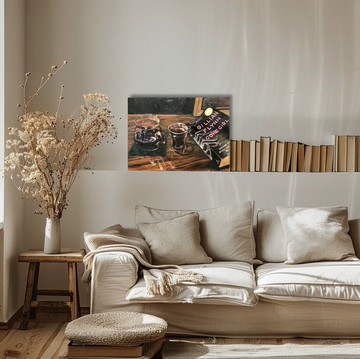 油畫_靜物_咖啡與書